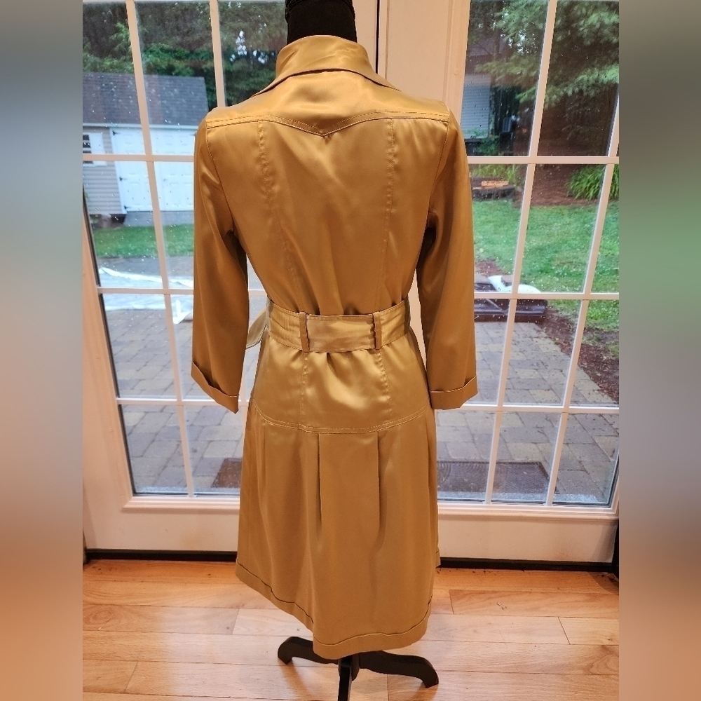 Vintage VERTIGO PARIS Satin Trench-Style Dress - Picture 2 of 16